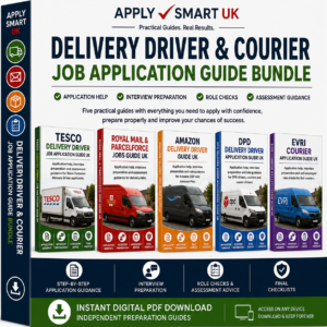 Delivery job application bundle UK digital guide cover by Apply Smart UK